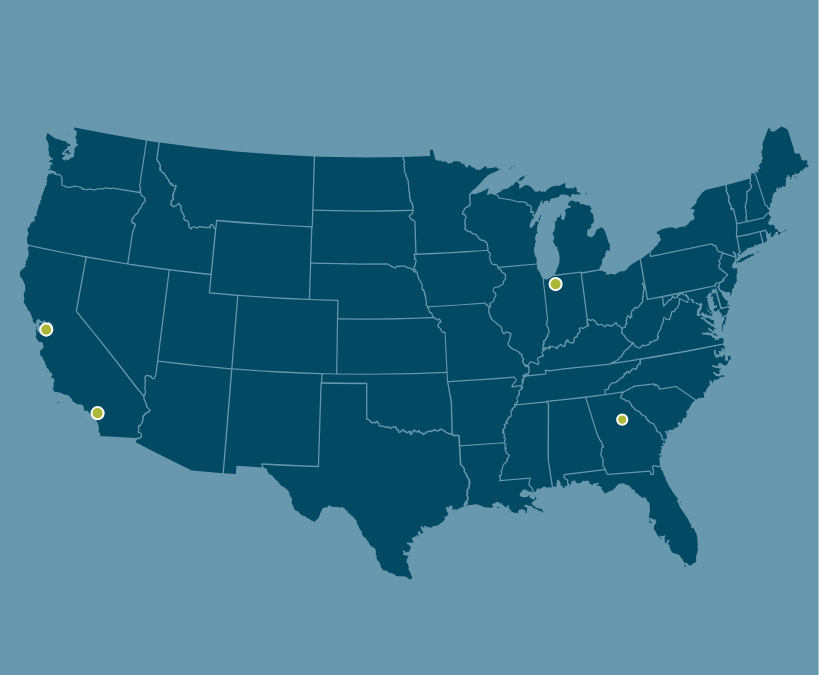 Map showing Norton Packaging facility locations