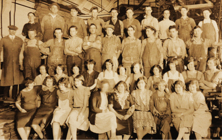 Group photo of factory workers